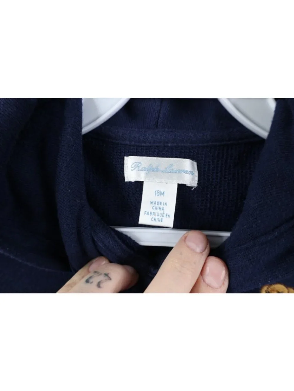 Vintage Ralph Lauren Baby Boys Girls 18M Polo Bear Full Zip Hoodie Sweatshirt